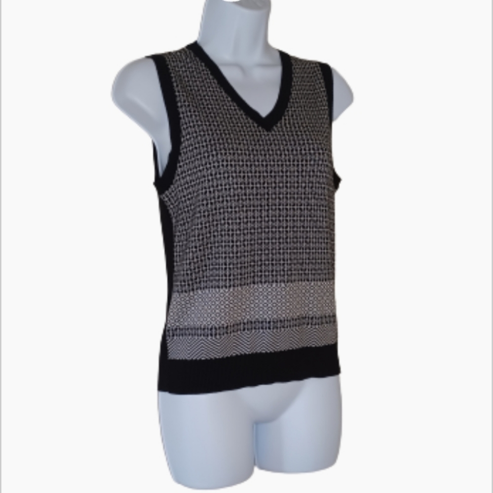 Petite Sophisticate Geometric Sweater Vest, sz SP